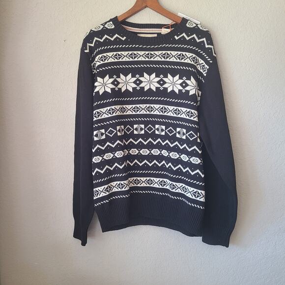Weatherproof Vintage Mens Fair Isle Snowflake No Pullover Sweater Black Size XL - Picture 1 of 5